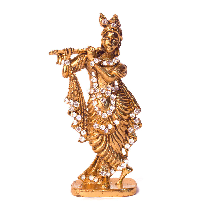 Metal Krishna Statue (Golden) Puja Store Online Pooja Items Online Puja Samagri Pooja Store near me www.satvikstore.com