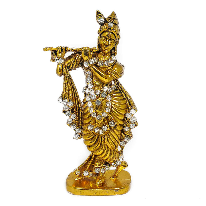 Metal Krishna Statue (Golden) Puja Store Online Pooja Items Online Puja Samagri Pooja Store near me www.satvikstore.com