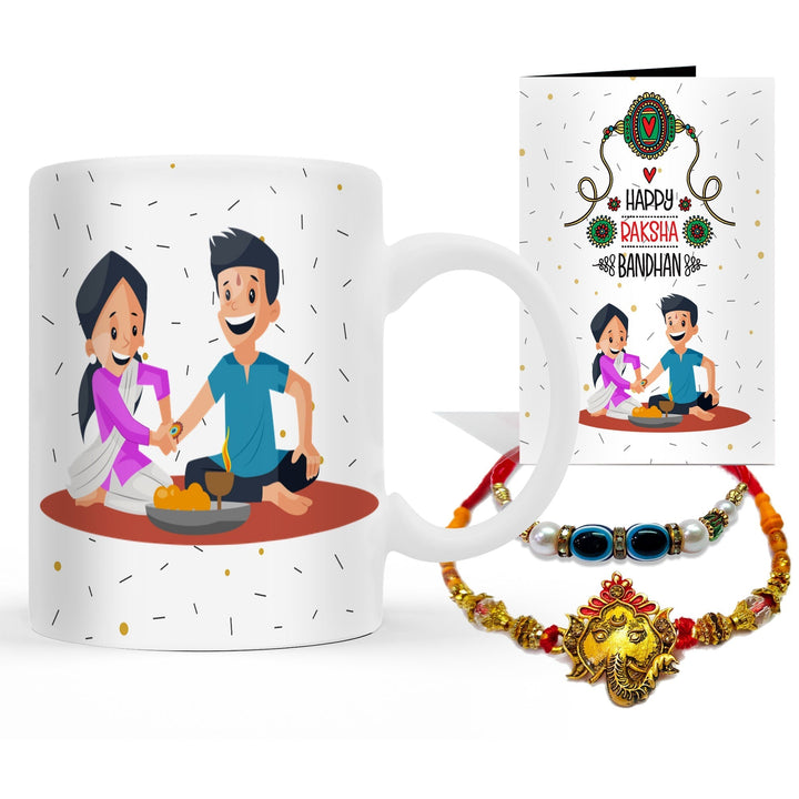 Rakhi with Mug Gift Combo Set Puja Store Online Pooja Items Online Puja Samagri Pooja Store near me www.satvikstore.in