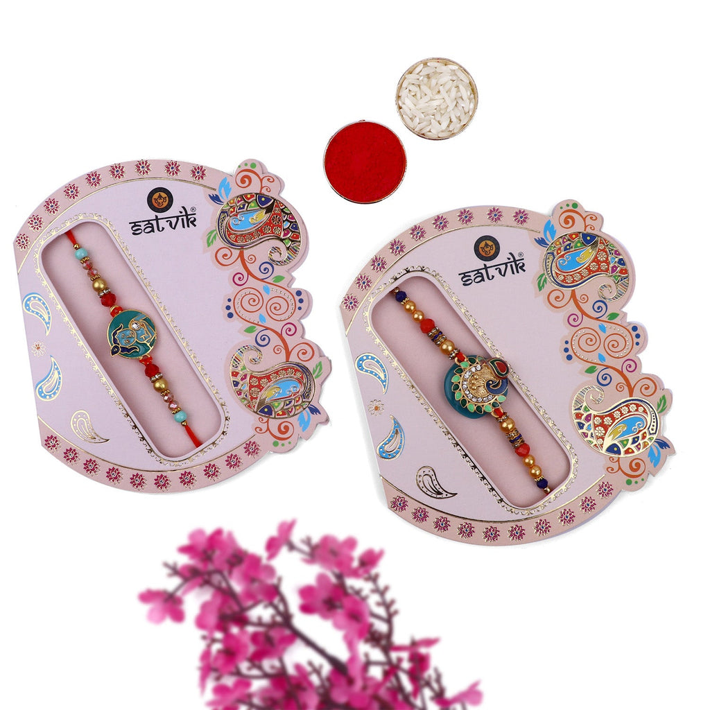 Browse our exclusive collection of Rakhi online 2023. Choose a stunning Rakhi set of 2 for your beloved brother, bhaiya, or bhai. Discover designer Rakhi and beautiful Rakhi options. Send Rakhi and Rakhi combos abroad with ease. Explore Indian Rakhi and find the perfect Rakhi gift at SatvikStore.in."