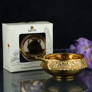 Shivlinga Pack of 8 Brass Bronze Brass Tea Cup and Saucer Set of 4